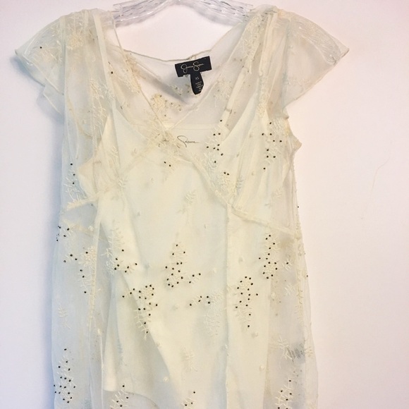 Jessica Simpson Sheer Floral Blouse Size XS - Picture 2 of 4